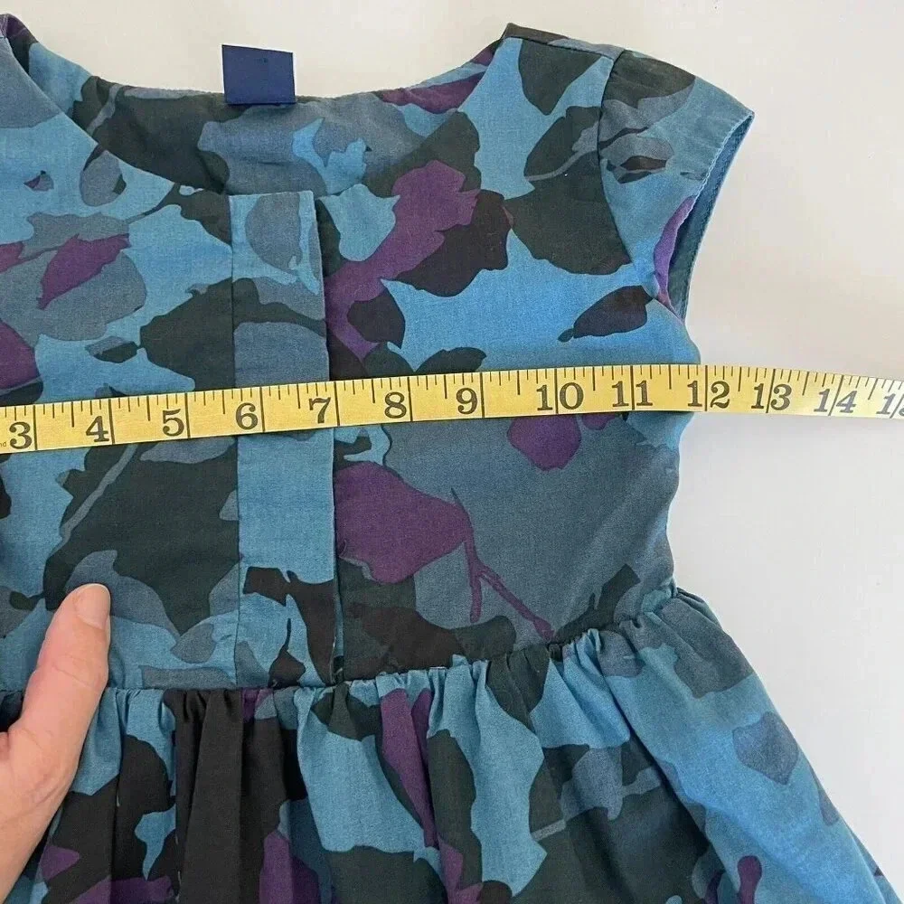 Gap Girls 4-5 Dress Blue Camo 100% Cotton Poplin Lined Short Sleeve EUC Summer